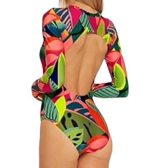 NWT TRINA TURK RAINFOREST open back paddlesuit/board suit/swimsuit! - Picture 3 of 4